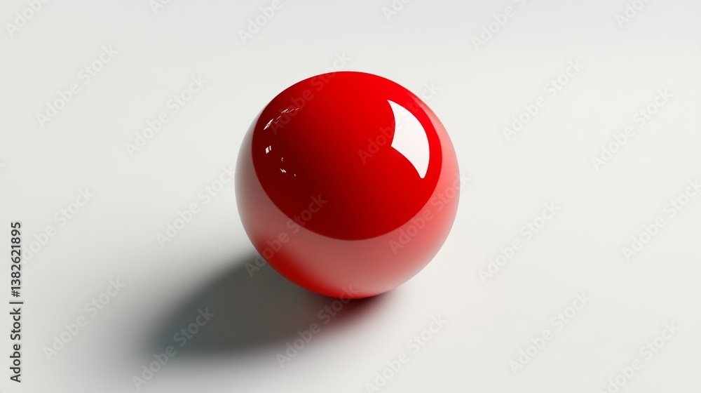 Poster glossy red sphere resting on a smooth surface under bright lighting conditions emphasizing its shiny