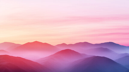 Obraz premium Breathtaking mountain landscape at sunset, showcasing vibrant colors and soft gradients in sky, evoking sense of tranquility and wonder