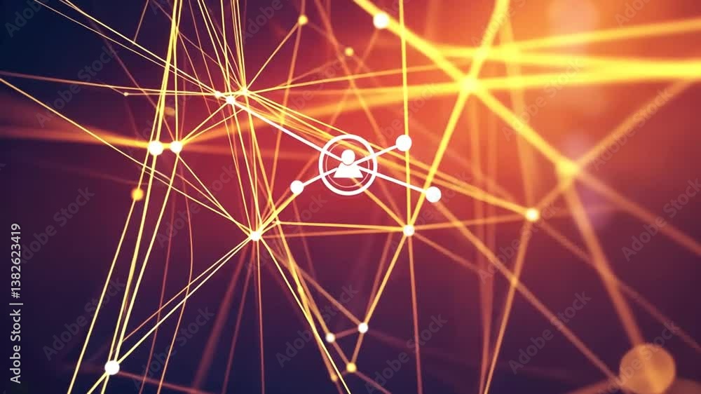 Poster abstract network visualization with glowing connections and nodes generative ai