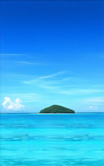 Fototapeta premium a desert island and blue sky. Copy space 