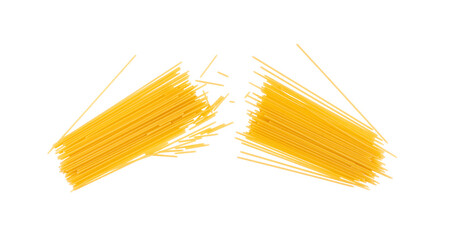 Raw spaghetti isolated, dry spagetti, long wheat noodles, uncooked italian macaroni bundle