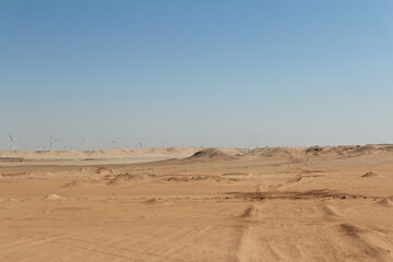 Desert scenery on the road trip from Hurghada to Cairo, Egypt
