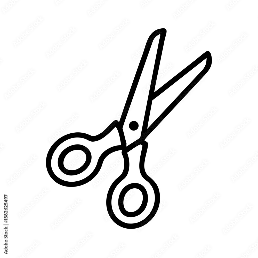 Poster scissors cutting in a minimalistic illustration style