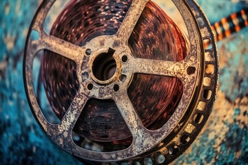 Obraz premium Old film reel evokes nostalgia and celebrates the timeless art of cinema
