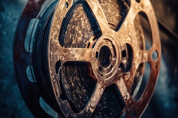 Obraz premium Film reel represents the golden age of cinema and the evolution of movie making