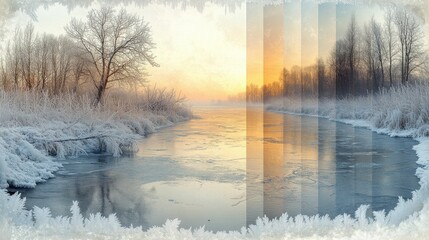 Fototapeta premium Picture of a river with ice on it winter