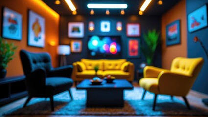 Abstract blur beautiful luxury living room interior as a background