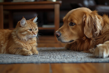 cat lying on the floor. Generative AI