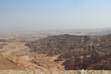 Desert scenery on the road trip from Hurghada to Cairo, Egypt