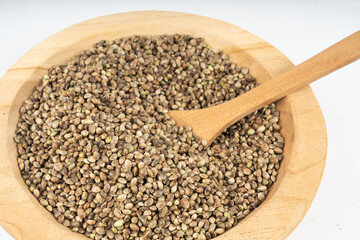 Hemp seeds, cannabis grains, marijuana kernels, oil hempseeds pile