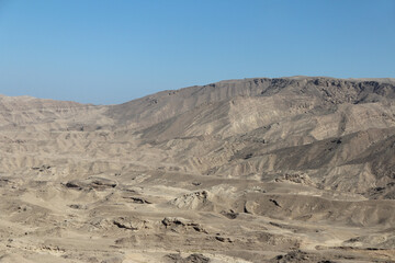 Desert scenery on the road trip from Hurghada to Cairo, Egypt