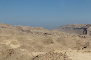 Desert scenery on the road trip from Hurghada to Cairo, Egypt