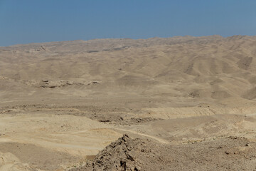 Desert scenery on the road trip from Hurghada to Cairo, Egypt