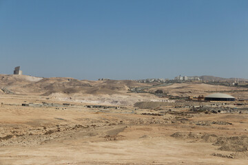 Desert scenery and Al Galala City on the road trip from Hurghada to Cairo, Egypt