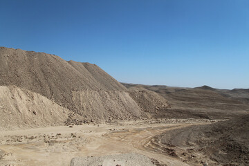 Desert scenery on the road trip from Hurghada to Cairo, Egypt