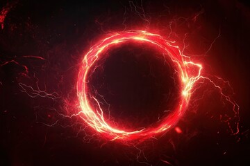Red circular ring with plasma lightning and glowing swirling particles, adding an intense visual layer effect