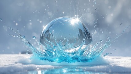 Abstract water reservoir shaped like a sphere, set against a background.