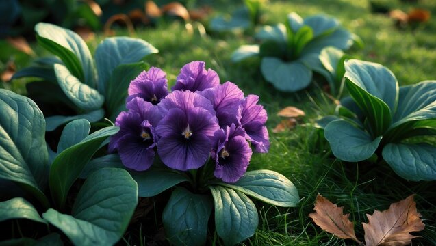Amidst the spring greenery, delicate violets flourish, echoing the splendor of nature's renewal.
