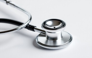 Silver Stethoscope on White Background