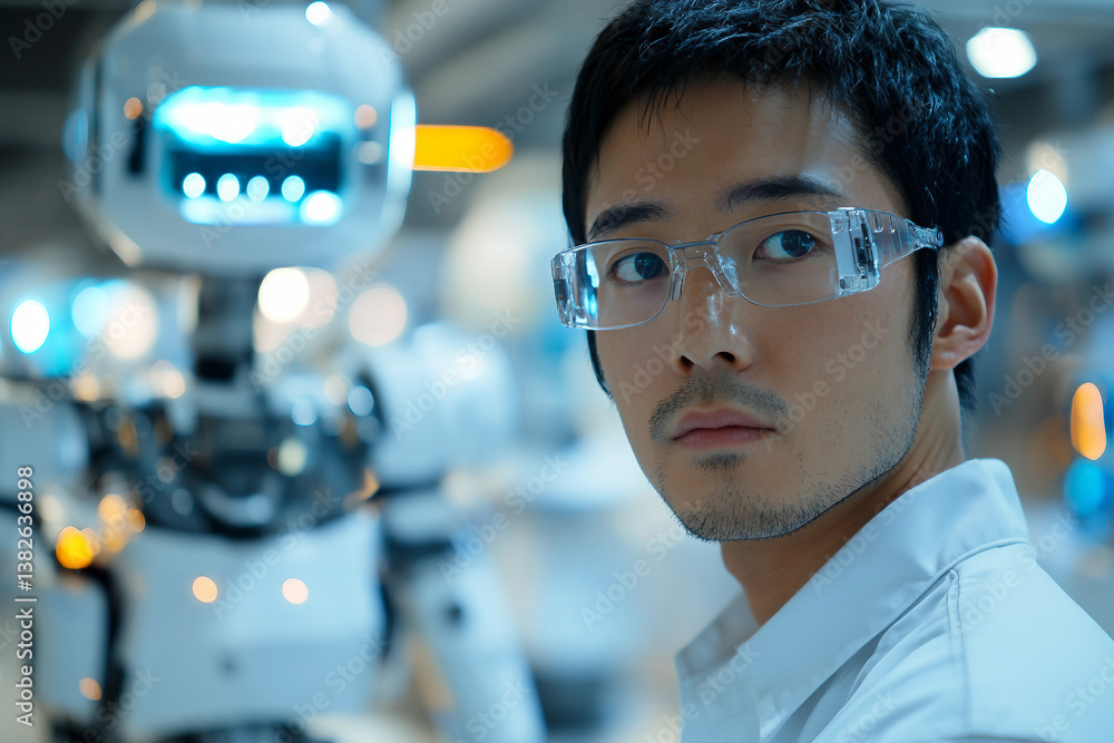 Poster modern automated robot production ai generative