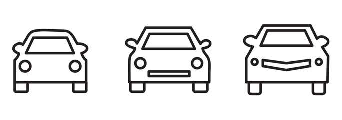Simple line set of car icons.