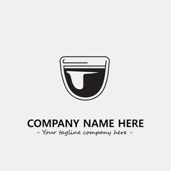 Cup illustration black and white for logo company vector image
