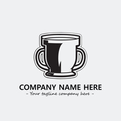 Cup illustration black and white for logo company vector image
