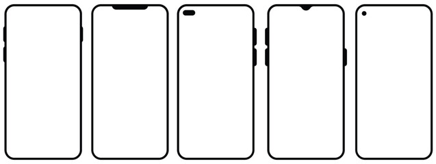 Realistic models smartphone with transparent screens in Space Black. Smartphone mockup collection.