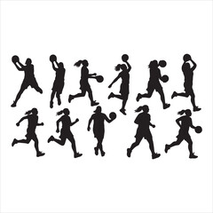 Female Basketball Player Silhouette in Action bundle