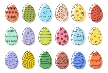 Doodle style Easter Eggs collection in colorful. Perfect for design elements Easter greetings