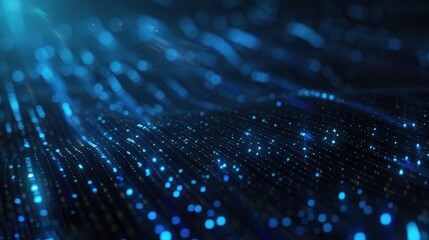 Abstract Blue Glowing Lines and Particles Background