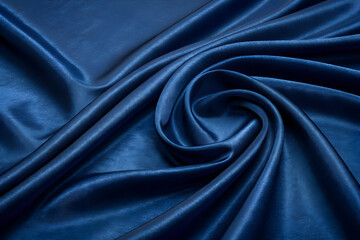 Obraz premium Luxurious Navy Blue Silk Fabric Texture Background.