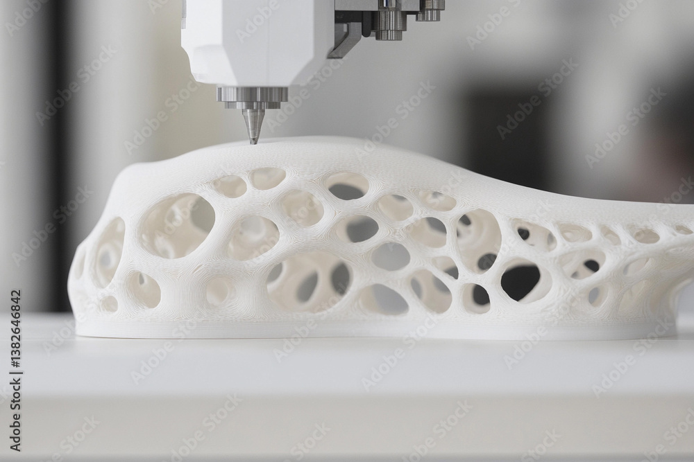 Aufkleber industrial printer creating intricate parts in a high-tech laboratory environment
