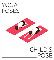 Naklejka premium Yoga Child's Pose Isometric Vector Set