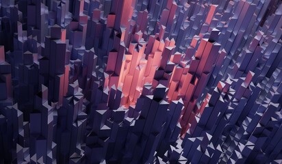 Fototapeta premium Abstract triangle background, technology background, bright colors, 3D illustration