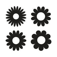 Daisy chamomile icons set in flat style. Flower vector illustration on isolated background. Floral sign business concept.