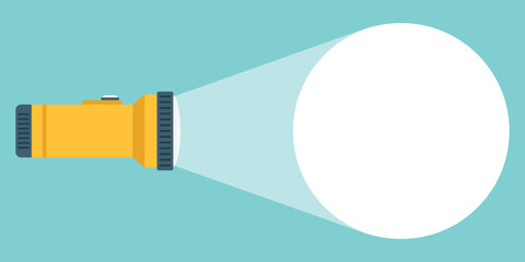 Flashlight icon in flat style. Electric lamp vector illustration on isolated background. Pocket lantern sign business concept.