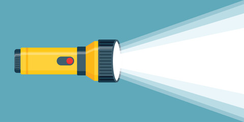 Flashlight icon in flat style. Electric lamp vector illustration on isolated background. Pocket lantern sign business concept.