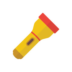 Flashlight icon in flat style. Electric lamp vector illustration on isolated background. Pocket lantern sign business concept.
