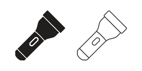 Flashlight icon in flat style. Electric lamp vector illustration on isolated background. Pocket lantern sign business concept.