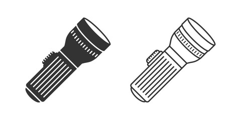 Flashlight icon in flat style. Electric lamp vector illustration on isolated background. Pocket lantern sign business concept.