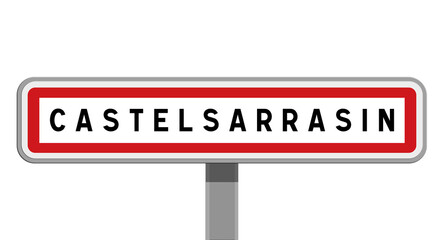 Panneau sur poteau central de Castelsarrasin