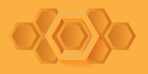Abstract Background with 3d hexagon yellow papercut layer