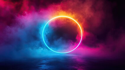Neon Circle in Smoky Studio