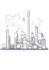 Naklejka premium Industrial development showcase factory complex urban setting art modern environment side view innovation concept