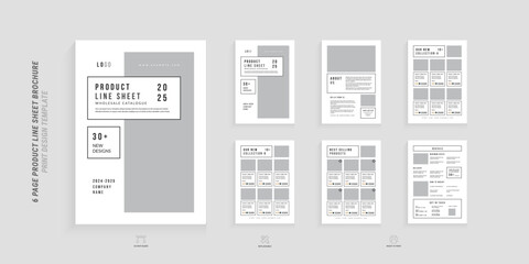 Modern Product Line sheet or catalog brochure design layout.