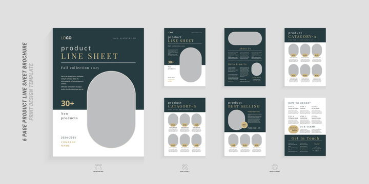 Luxury product catalog line sheet design layout template 