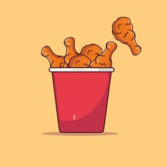 One Box of Fried Chicken Illustration