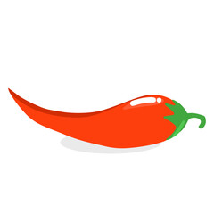 Simple design red chili flat design. Chili pepper, cartoon chili. Red hot chili pepper.  vector for packaging, snacks, design.
