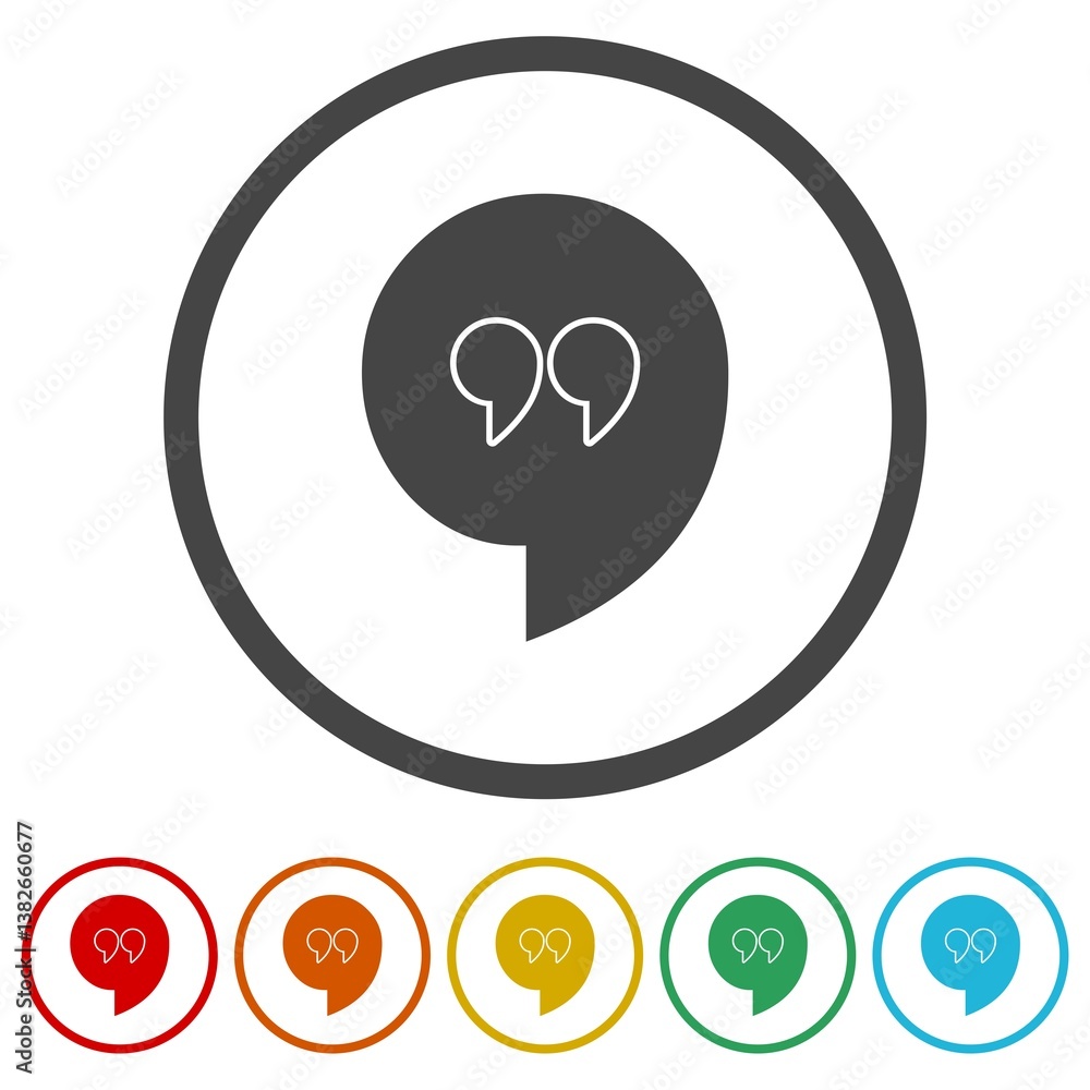 Poster talk icon symbol. set icons in color circle buttons